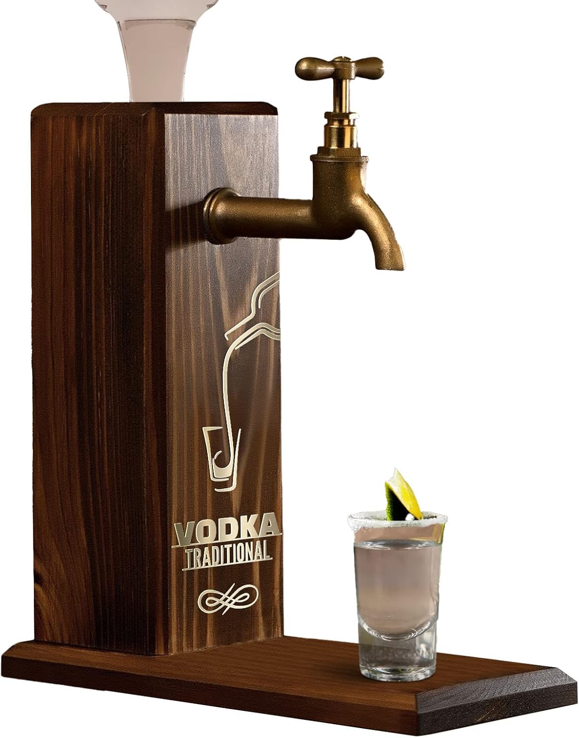 Bk Gift Natural Wooden Drink Stand with Custom Vodka Printed Faucet, Drink Fountain, Birthday Gift, Home Gift, Beverage Dispenser