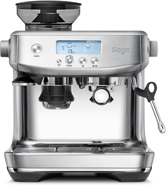 Sage Barista Pro, Bean to Cup Machine, Brushed Stainless Steel | Bean to Cup Espresso Machine, Integrated Grinder, 30 Settings, ThermoJet Heating, 15 Bar Italian Pump, Volumetric