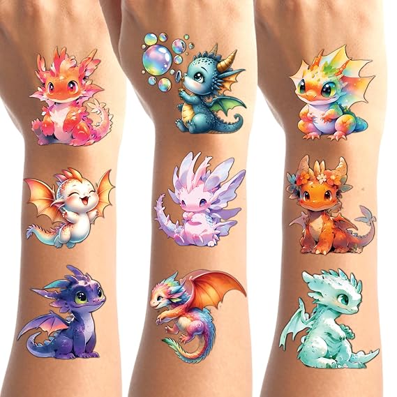 Temporary Tattoos - 30 Sheets Tattoos (Dragons)