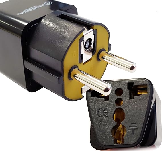 Krieger Type E/F Europe, Germany, France (Schuko) Power Adapter, Grounded European Plug Adapter, Type E/F Outlet Adaptor for USA to Europe EU Socket - 4 Pack