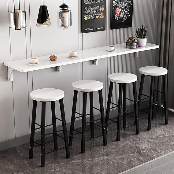 Wall-Mounted Drop-Leaf Table,Wall-Mounted Folding Dining Table,Wooden Wall-Mounted Folding Table,Long and Narrow Table, Suitable for Milk Tea Shop, bar Table, Dining Table, Kitchen Dining Table (Colo