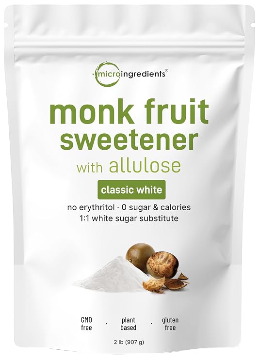 Micro Ingredients Monk Fruit Sweetener with Allulose, 2 lb | Zero Calorie