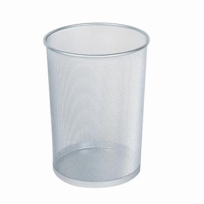 Rubbermaid Commercial Products Concept Collection Mesh Metal Trash Can 5-Gallon Fits Under Desk Silver Wastebasket for SchoolOfficeHomeBathroom