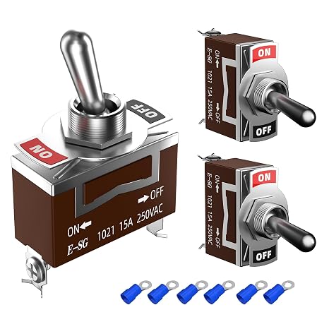 3 Pcs Toggle Switch, 12V 30A Heavy Duty ON/Off 2Pin SPST Toggle Switch with Terminals for Auto Car Boats.