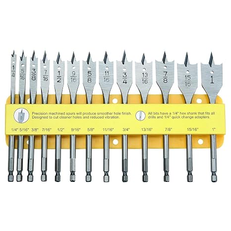 13 Piece Professional Titanium Spade Bit Set