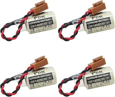 4 PackCR14250SE 3V 1800mAh PLC Lithium Battery Replacement for FDK 12AA Battery with Brown Plug Non-Rechargeable