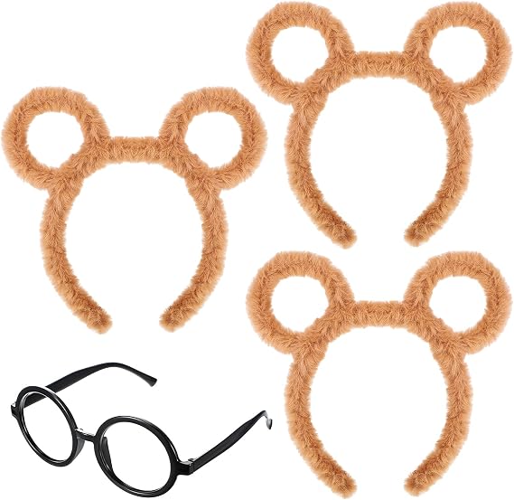 Syhood 4 Pcs Chipmunk Ears Headband with Glasses Tamias Costume, Classic