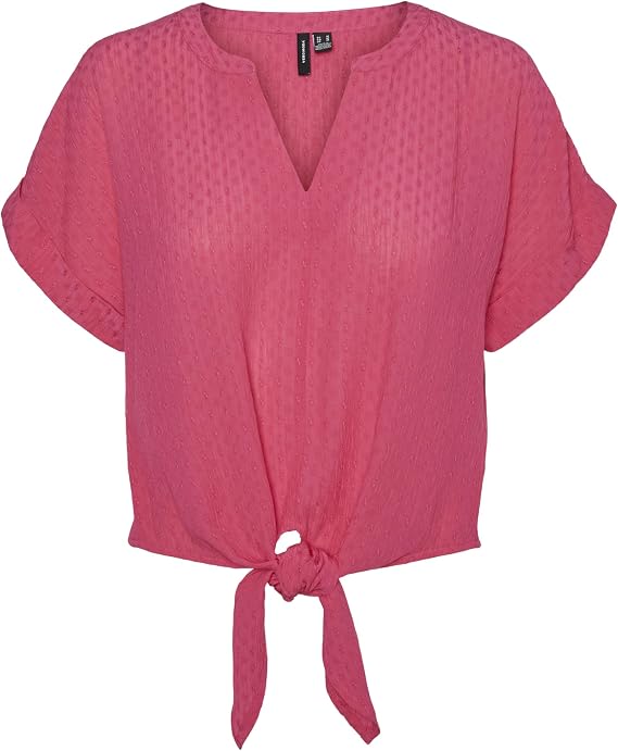 VERO FASHION VMGABBI SS CROPPED TIE TOP WVN GA T-Shirt Women