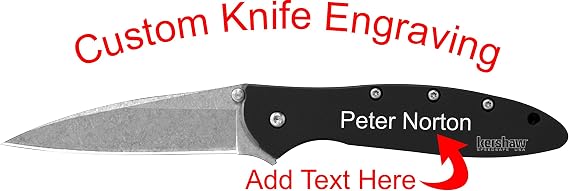 Kershaw Leek Stonewashed Custom Laser Engraved Knife 1660SWBLK