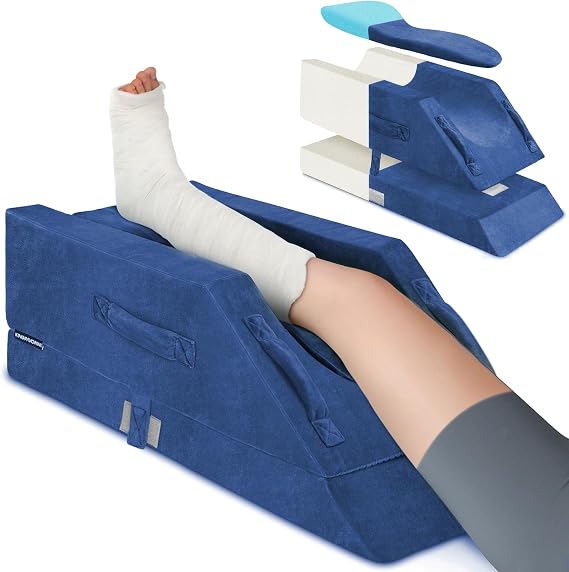 KingPavonini 4-Height Adjustable Leg Elevation Pillow, Single Leg, Blue