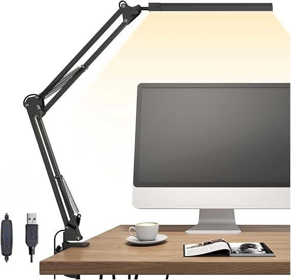 Akrobat Led Masa Lambası, Gün Işığı ve Sarı Işık Modu, Ayarlanabilir Parlaklık Seviyesi, Kontrol Panelli, 3 Eksenli Hareket Manevrası, Ev Ofis İçin Usb Girişli Katlanabilir Okuma Işığı Masa Lambası [Enerji Sınıfı A+++]
