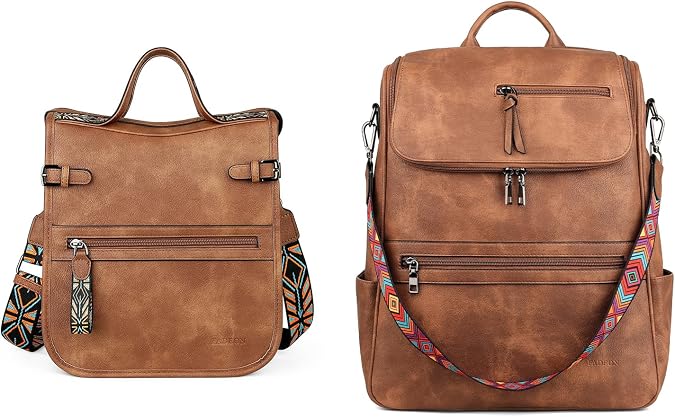 FADEON Crossbody Bags Purses for Women & Laptop Backpack Brown Collection