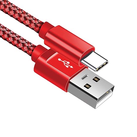 USB C Charger Cable, USB A to USB C 3.1A Fast Charging, Braided Phone Charger Type C Cable for iPhone 17 16 15 Pro Max for Samsung Galaxy S26 S25 S24 for Huawei for Pixel 10. (Red, 3 Meters)