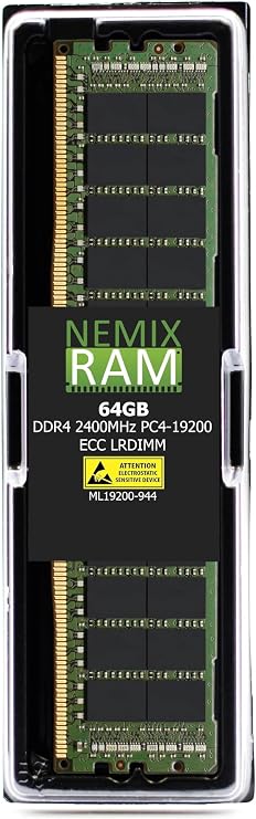 NEMIX RAM 64GB (1X64GB) DDR4 2400MHZ PC4-19200 4Rx4 1.2V CL17 288-PIN ECC LRDIMM Load Reduced Server Memory Compatible with ASRock Rack ROMED8-2T AMD EPYC Motherboard