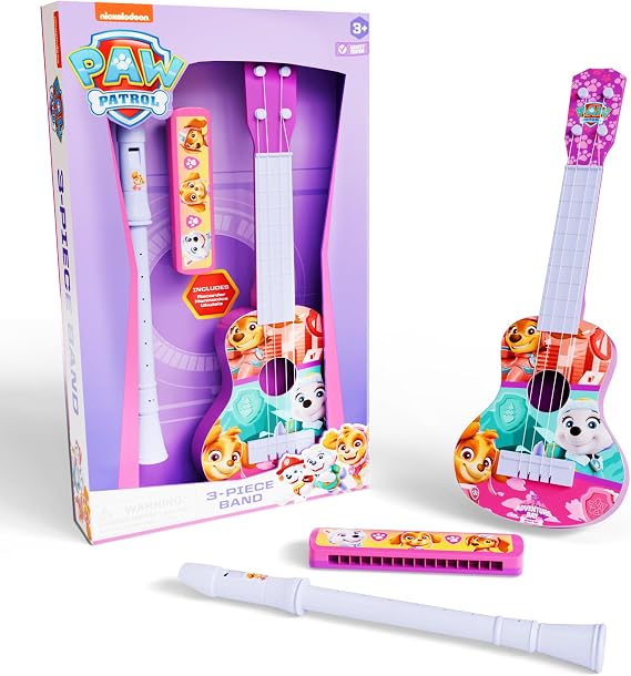 Lollipop Paw Patrol for Girls: Paw Patrol Adventure Trio - Rescue Harmonica, Ukulele, and Flute Toddler Musical Instruments Set