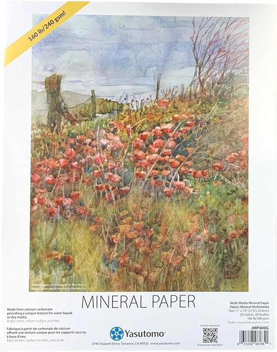 Yasutomo Mineral Paper Pad, 20 Sheets, Calcium Carbonate, 14-Inch Height