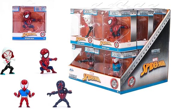 Jada Toys Spider-Man Figure (1 Piece) - 1 of 4 Marvel Collectible Metal Figures for Fans and Kids Ages 8 Years, Wave 4, Random Selection, Approx. 6.5 cm Each