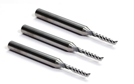 3PCS UpCut O Flute Spiral Router Bit End Mill 1/8 Inch Cutting Diameter 1/4 Inch Shank Carbide End Mill/Acrylic Non-Ferrous Metal CNC Milling Cutter/Long Time Life Router Bits