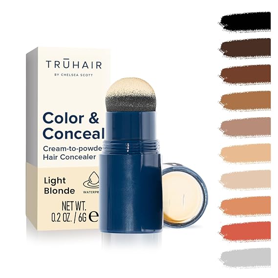 TRUHAIR Color & Conceal Waterproof Root Touch Up Hair Color Concealer - Hair Cover up for Gray Coverage and Hairline Filling - 11 Hair Colors Available (Light Blonde)
