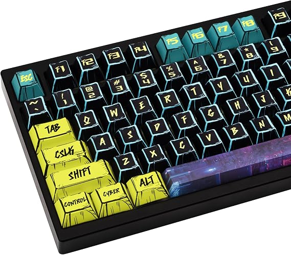 Black PBT Keycaps, Japanese Manga Theme Keyboard Keycaps