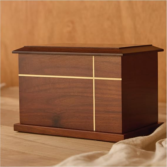 Aspen Studio AspenStudio Cross Walnut Wooden Urn for Cremation Human Ash Handcrafted Solid Wood Urn Up to 200lbs for Adult