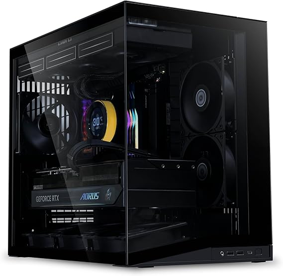 Lian Li O11 Dynamic Mini V2 Flow Bilgisayar Kasası Siyah | Kompakt ATX Orta Boy Kasa, İki Bölmeli Tasarım, Temperli Cam ve Modüler Yapı - 5 Fan Önceden Kurulmuş