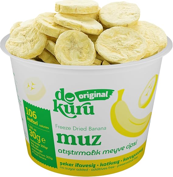 Dokuru Original Muz Atıştırmalık Meyve Cipsi - Dondurularak Kurutulmuş Muz - 30 gr