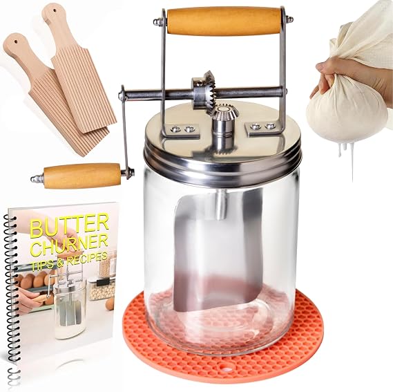 Butter Churner Hand Crank Mason Jar Homemade Butter Churn Kit Machine