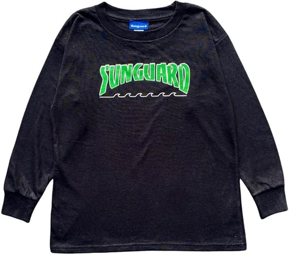 Sunguard Swim - Wave Line Long Sleeve Tshirt (6-7yrs) - Long Sleeve Shirts for Boys & Girls, Big Boys, Big Girls, Toddler - Premium Cotton Kids Size Long Sleeved Shirt - Black
