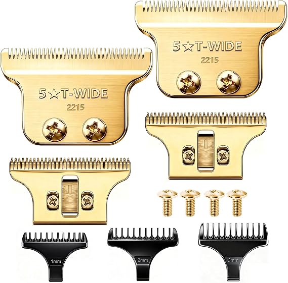2215 Adjustable Replacement T Wide Blades for Wahl Trimmer, Gold, 2PCS | compatible with Wahl 5 Star Serise Detailer Li Trimmer 8081 and 8171 Models