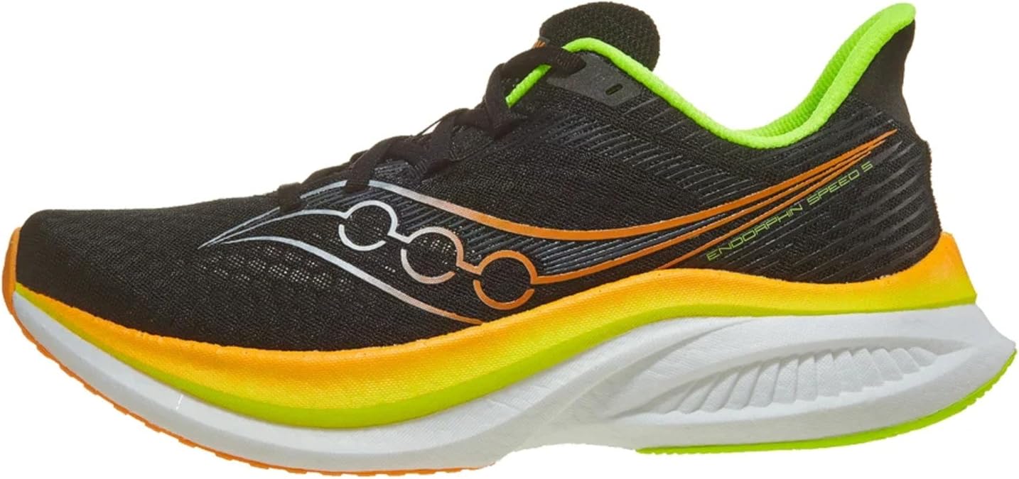 Saucony Men's Endorphin Speed 5 Sneakers, Black/Vo2, 14