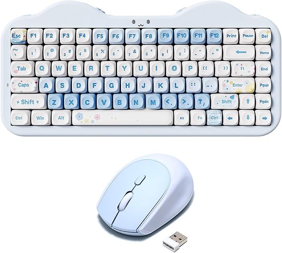 YUNZII C75 Wireless Mechanical Keyboard(Blue, Candy Switch), C2 Wireless Mouse(Blue)