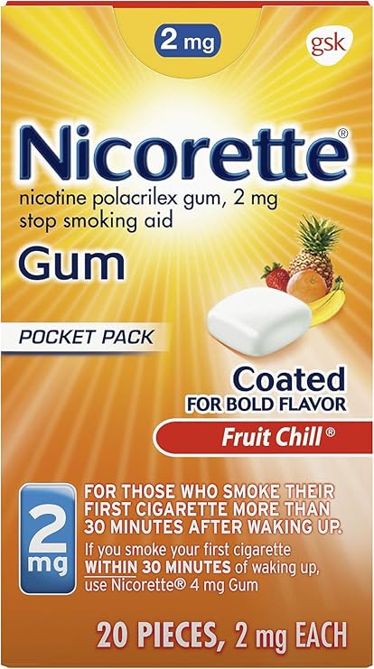 Nicorette Gum 2mg Fruit Chill - 20 Ea, Pack of 3