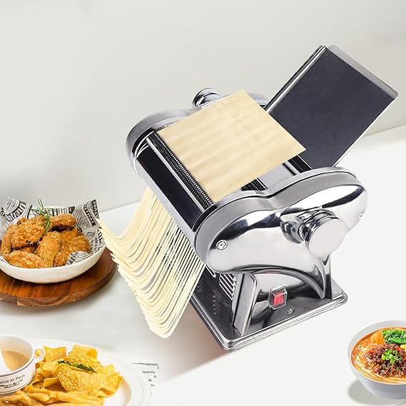 Electric Pasta Maker, Commercial Electric Automatic Stainless Steel Dough Roller Sheeter Noodle Pasta Maker Machine, 6-speed Adjustable, for Home Commercial