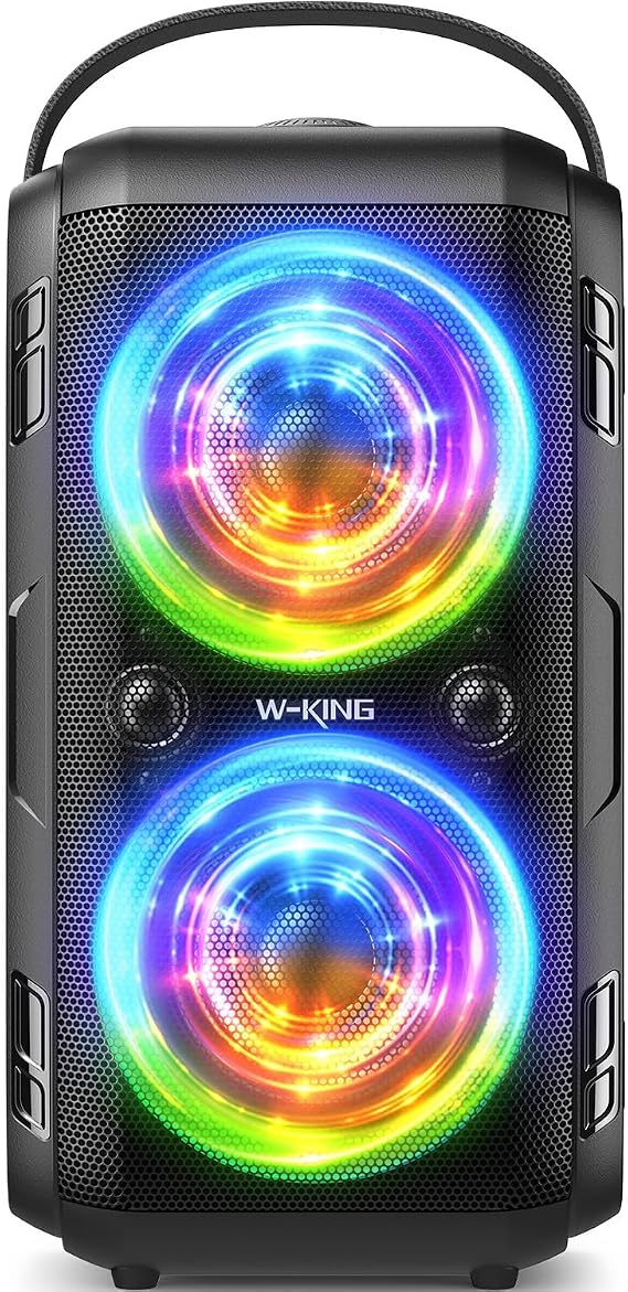 W-KING 80W Bluetooth Speaker Loud, Super Bass, Giant 105dB Sound Portable Party Speaker, Mixed Color LED Light, 24H Playtime, Bluetooth 5.0, USB Playback, TF Card, Non-Waterproof