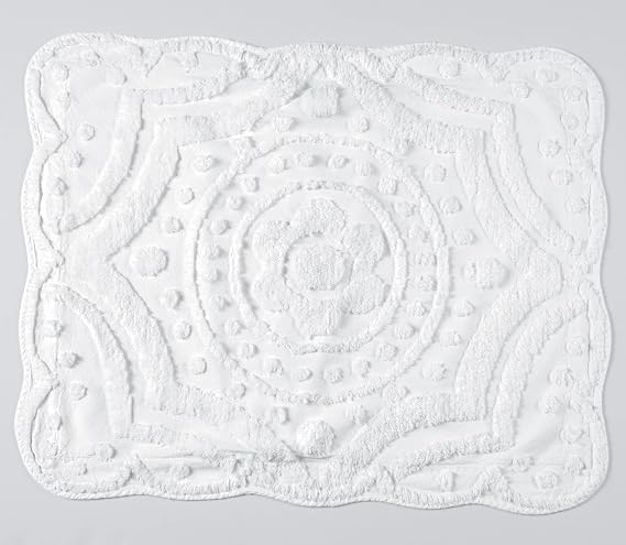 Montgomery Ward Scrolled Chenille Cotton Pillow Sham (White, Standard)