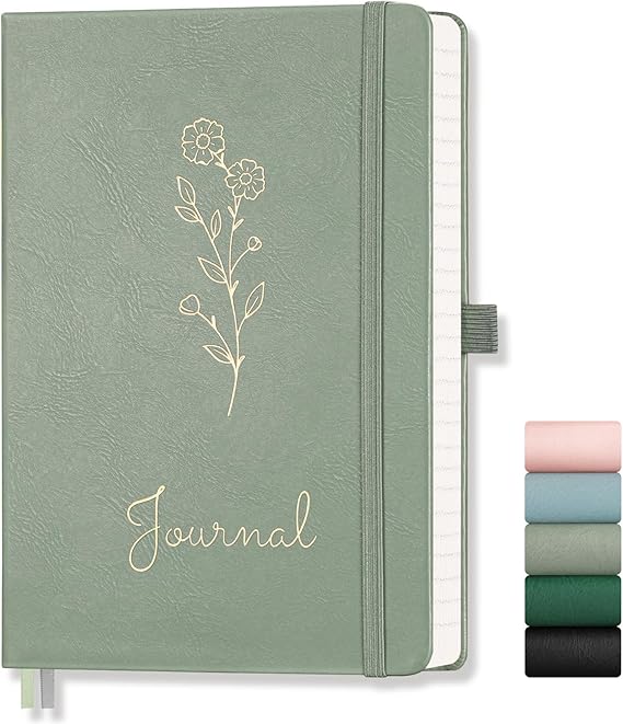 A5 Journal Notebook Lined, 192 Pages, Hardcover, Sage Green