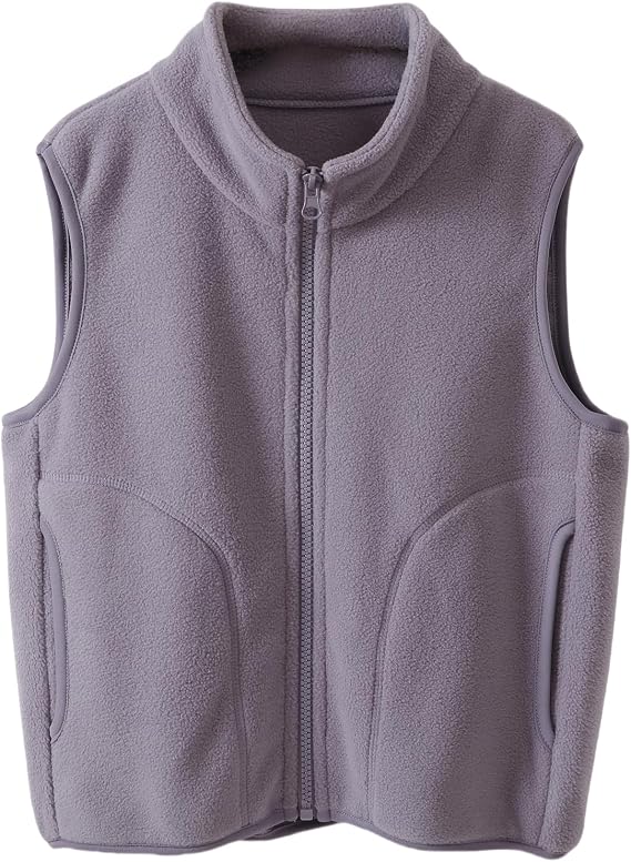 POBIDOBY Kids' Vest Fleece-Lined Sleeveless Casual Zipper-Front Coats Layering Thermal Top Children Boys' & Girls' Warm Thickened Family-Matching Clothes Spring Fall Winter Purple 5-6Y