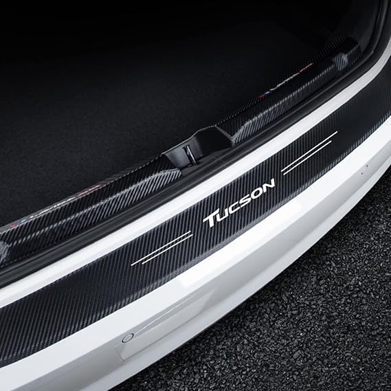 Car Rear Bumpers Protector Strip for Hyun-dai Tucson, Anti-scratch Carbon Fiber Trunk Sill Plate Trim Sticker - Self-adhesive - Car Body Styling Accessories,Black