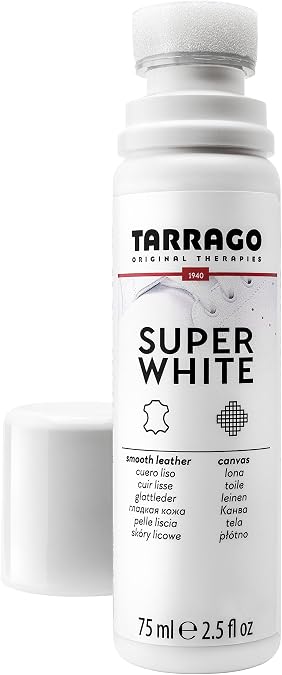 Tarrago Super White- Shoe Whitener Instant Cleaner for Sneakers with Applicator Tip for Leather Renew 75mL