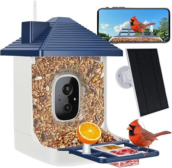 Smart Bird Feeder with Camera Solar Powered,AI Bird ID Outdoor,2K HD
