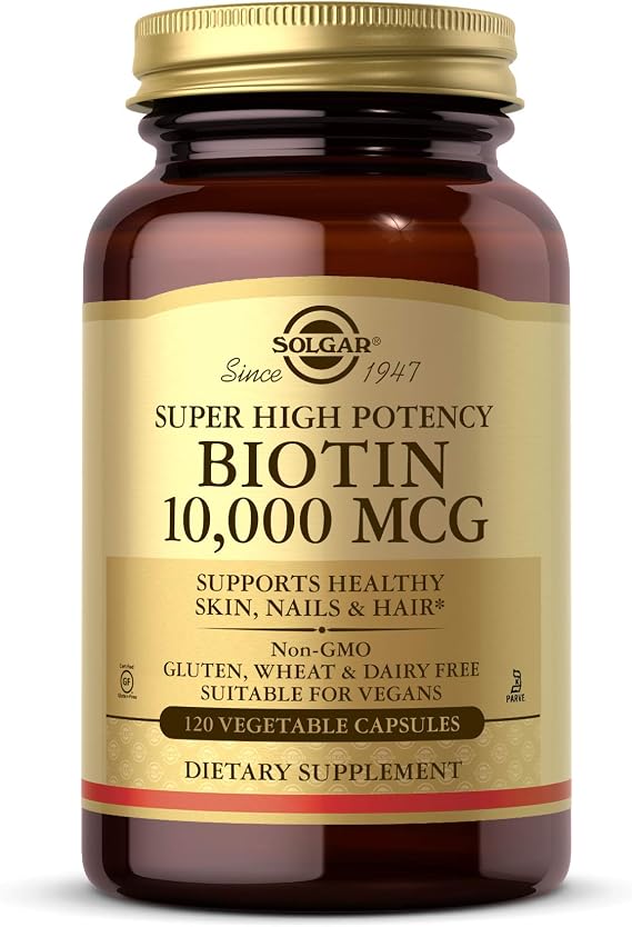 Solgar Biotin 10,000 mcg, 120 Vegetable Capsules - Non-GMO, Gluten Free