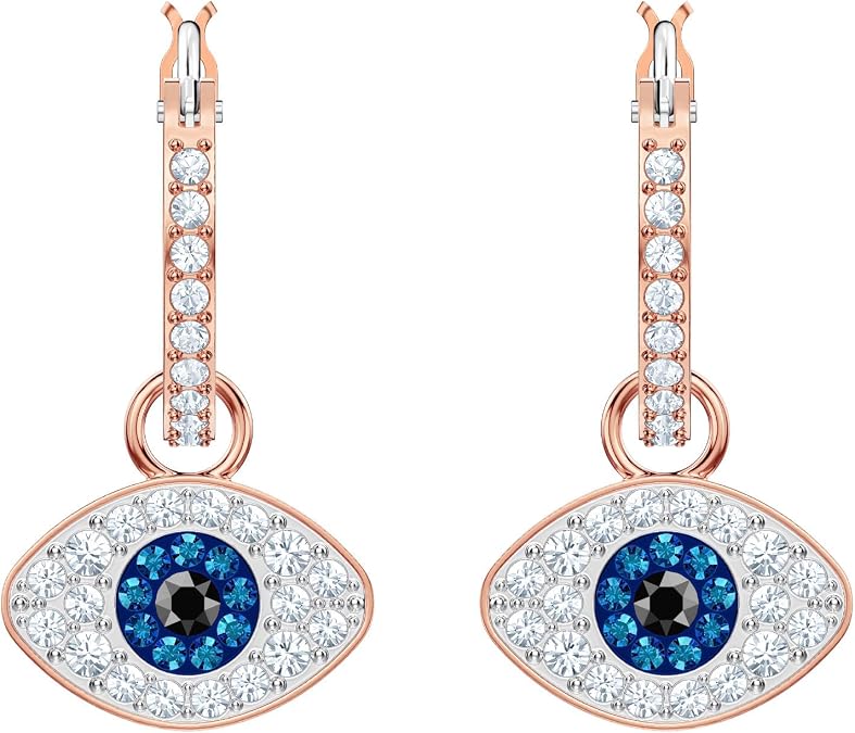 SWAROVSKI Women's Symbolica Evil Eye Hoop Pierced Earrings, Multi-colored, Rose-gold tone finished