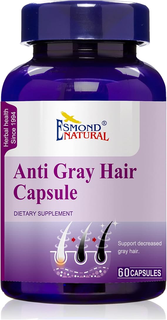 Anti Gray Hair Capsule (Supports in decreasing Gray Hair. Stimulates Healthy Hair Growth), GMP, Natural Product Assn Certified, Made in USA - 60 Capsules