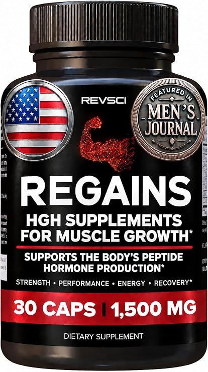 HGH Supplements for Men & Women - REGAINS Starter Pack, Anabolic Peptides for Muscle Growth, Muscle Recovery & Muscle Builder for Men, Human Growth Hormone Booster Post Workout Supplement, 30 Pills