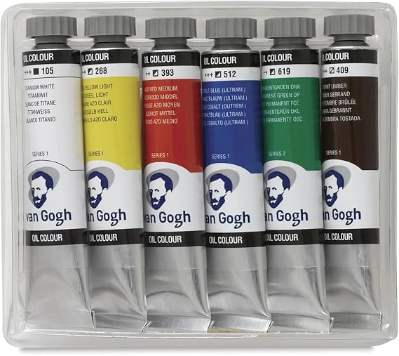 Van Gogh Oil Paints - Set of 6, Assorted Colors, 20 ml Tubes
