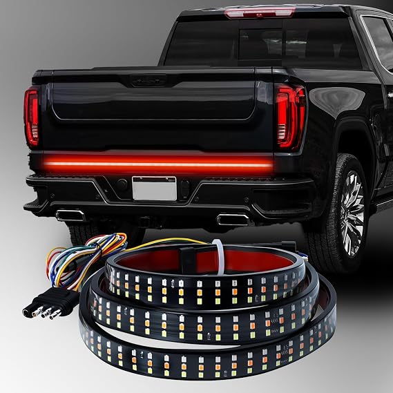 60 Inch Tailgate Light Bar Triple Row 432 LED Chips with Red Brake White Reversing Sequential Amber Turn Signals Light for Pickup Truck (60" Triple Row)
