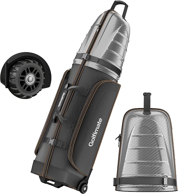 Golf Travel Bags for Airlines with Carbon Fiber Hard Top (Gray Brown)