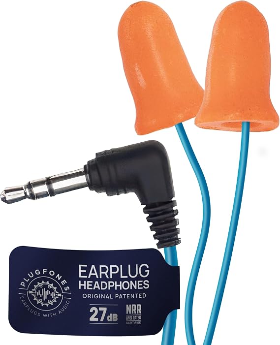 Plugfones Basic Wired Earplug Headphones, OSHA Compliant Foam Work Earbuds