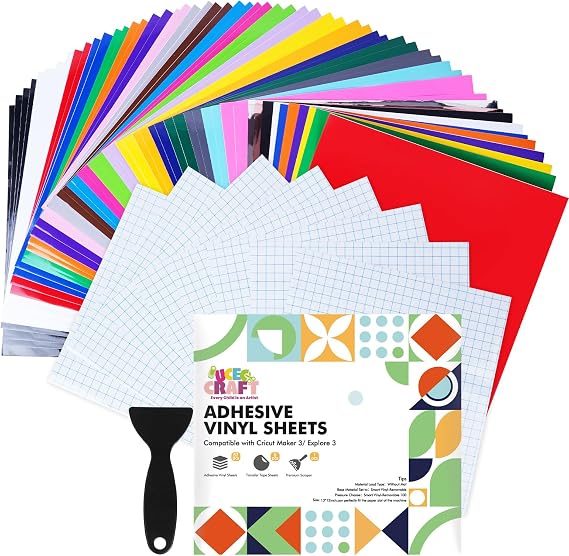 UCEC 66Pcs 12"X12" Permanent Vinyl Compatible with Cricut Maker4/3/Explore3
